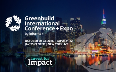 Banner der Greenbuild International Conference + Expo, 20.–23. Oktober 2026, Javits Center, New York
