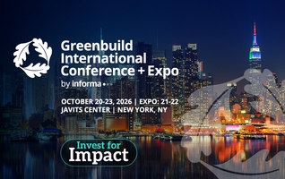 Banner for Greenbuild International Conference + Expo, October 20–23, 2026, Javits Center, New York